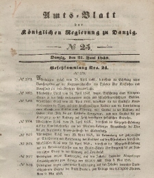 Amts-Blatt der Königlichen Regierung zu Danzig, 21. Juni 1848, Nr. 25