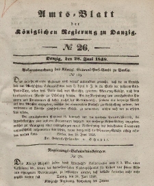 Amts-Blatt der Königlichen Regierung zu Danzig, 28. Juni 1848, Nr. 26