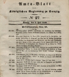 Amts-Blatt der Königlichen Regierung zu Danzig, 5. Juli 1848, Nr. 27