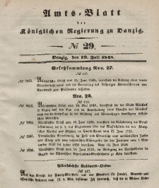 Amts-Blatt der Königlichen Regierung zu Danzig, 19. Juli 1848, Nr. 29