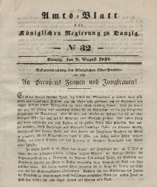Amts-Blatt der Königlichen Regierung zu Danzig, 9. August 1848, Nr. 32