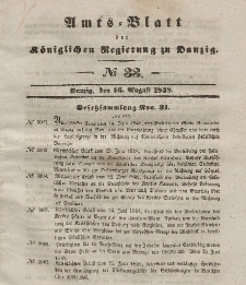 Amts-Blatt der Königlichen Regierung zu Danzig, 16. August 1848, Nr. 33