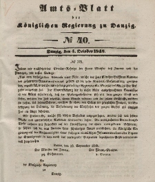 Amts-Blatt der Königlichen Regierung zu Danzig, 4. Oktober 1848, Nr. 40