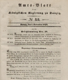 Amts-Blatt der Königlichen Regierung zu Danzig, 8. November 1848, Nr. 45