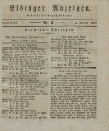 Elbinger Anzeigen, Nr. 2. Sonnabend, 5. Januar 1828