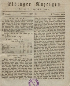 Elbinger Anzeigen, Nr. 3. Mittwoch, 9. Januar 1828