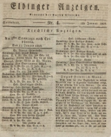 Elbinger Anzeigen, Nr. 4. Sonnabend, 12. Januar 1828