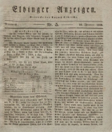 Elbinger Anzeigen, Nr. 5. Mittwoch, 16. Januar 1828