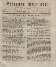 Elbinger Anzeigen, Nr. 10. Sonnabend, 2. Februar 1828