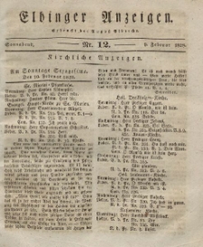 Elbinger Anzeigen, Nr. 12. Sonnabend, 9. Februar 1828