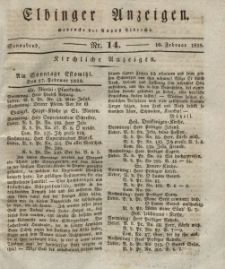 Elbinger Anzeigen, Nr. 14. Sonnabend, 16. Februar 1828