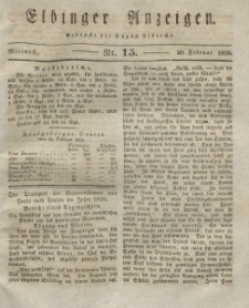 Elbinger Anzeigen, Nr. 15. Mittwoch, 20. Februar 1828