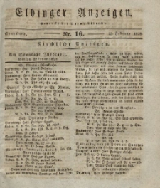 Elbinger Anzeigen, Nr. 16. Sonnabend, 23. Februar 1828
