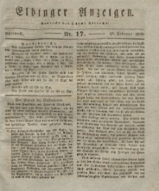 Elbinger Anzeigen, Nr. 17. Mittwoch, 27. Februar 1828