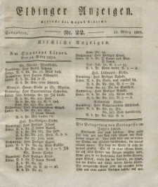 Elbinger Anzeigen, Nr. 22. Sonnabend, 15. März 1828