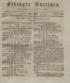 Elbinger Anzeigen, Nr. 46. Sonnabend, 7. Juni 1828