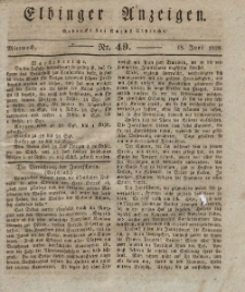 Elbinger Anzeigen, Nr. 49. Mittwoch, 18. Juni 1828