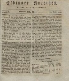 Elbinger Anzeigen, Nr. 61. Mittwoch, 30. Juli 1828