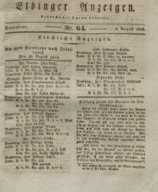Elbinger Anzeigen, Nr. 64. Sonnabend, 9. August 1828