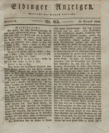 Elbinger Anzeigen, Nr. 65. Mittwoch, 13. August 1828