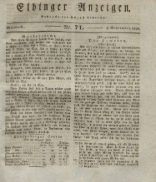 Elbinger Anzeigen, Nr. 71. Mittwoch, 3. September 1828
