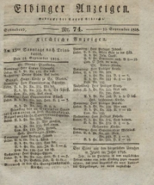 Elbinger Anzeigen, Nr. 74. Sonnabend, 13. September 1828