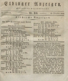 Elbinger Anzeigen, Nr. 84. Sonnabend, 18. Oktober 1828