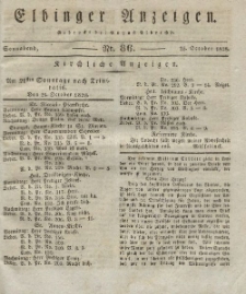 Elbinger Anzeigen, Nr. 86. Sonnabend, 25. Oktober 1828