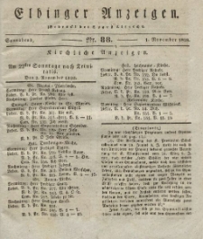 Elbinger Anzeigen, Nr. 88. Sonnabend, 1. November 1828