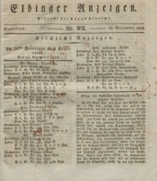 Elbinger Anzeigen, Nr. 92. Sonnabend, 15. November 1828