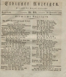 Elbinger Anzeigen, Nr. 94. Sonnabend, 22. November 1828