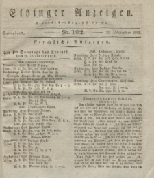 Elbinger Anzeigen, Nr. 102. Sonnabend, 20. Dezember 1828