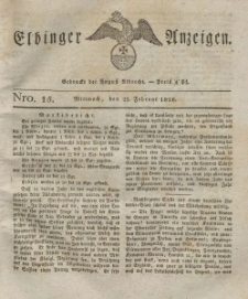 Elbinger Anzeigen, Nr. 15. Mittwoch, 22. Februar 1826