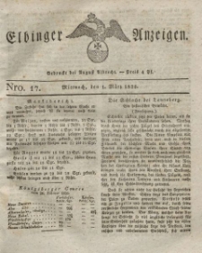 Elbinger Anzeigen, Nr. 17. Mittwoch, 1. März 1826