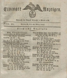 Elbinger Anzeigen, Nr. 23. Mittwoch, 22. M&auml;rz 1826