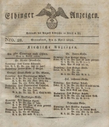 Elbinger Anzeigen, Nr. 28. Sonnabend, 8. April 1826