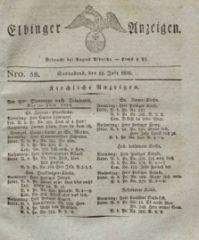 Elbinger Anzeigen, Nr. 58. Sonnabend, 22. Juli 1826