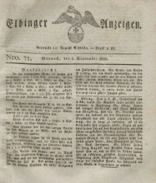 Elbinger Anzeigen, Nr. 71. Mittwoch, 6. September 1826