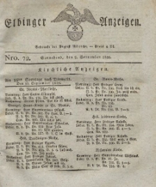 Elbinger Anzeigen, Nr. 72. Sonnabend, 9. September 1826