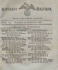 Elbinger Anzeigen, Nr. 74. Sonnabend, 16. September 1826