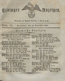Elbinger Anzeigen, Nr. 76. Sonnabend, 23. September 1826