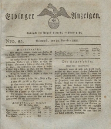 Elbinger Anzeigen, Nr. 85. Mittwoch, 25. Oktober 1826