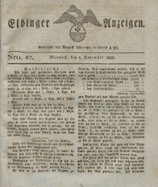 Elbinger Anzeigen, Nr. 87. Mittwoch, 1. November 1826