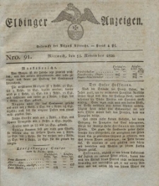 Elbinger Anzeigen, Nr. 91. Mittwoch, 15. November 1826