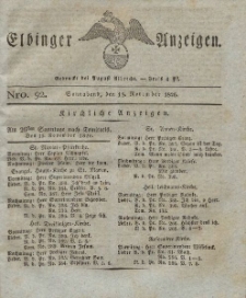 Elbinger Anzeigen, Nr. 92. Sonnabend, 18. November 1826