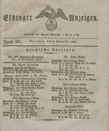 Elbinger Anzeigen, Nr. 98. Sonnabend, 9. Dezember 1826