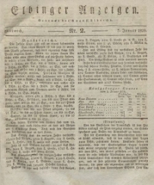 Elbinger Anzeigen, Nr. 2. Mittwoch, 7. Januar 1829