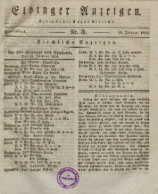 Elbinger Anzeigen, Nr. 3. Sonnabend, 10. Januar 1829