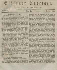 Elbinger Anzeigen, Nr. 4. Mittwoch, 14. Januar 1829