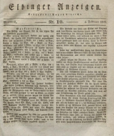Elbinger Anzeigen, Nr. 10. Mittwoch, 4. Februar 1829